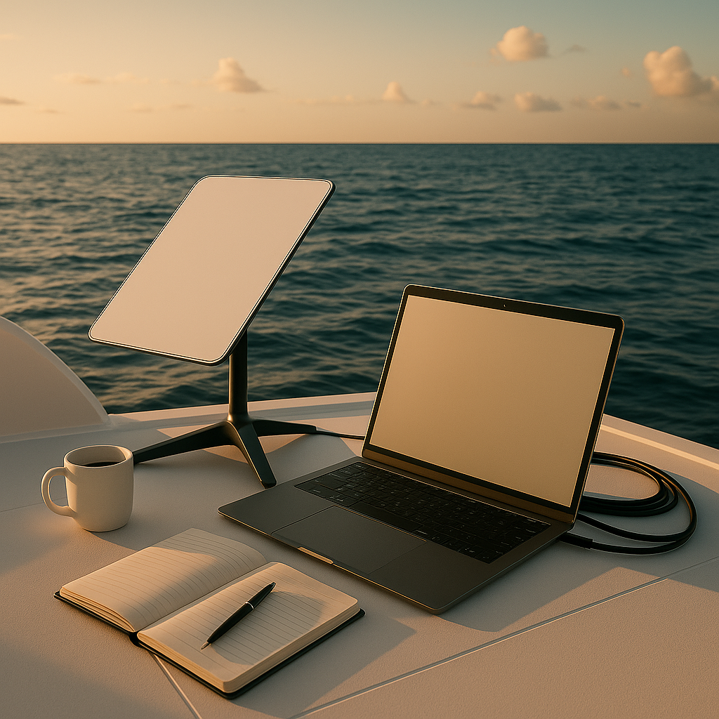 Digital nomad using Starlink mobile for remote office setup