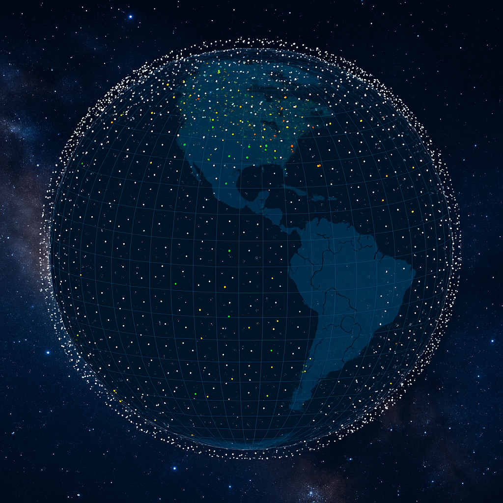 Starlink satellite constellation around Earth